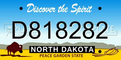 D818282 North Dakota License Plate