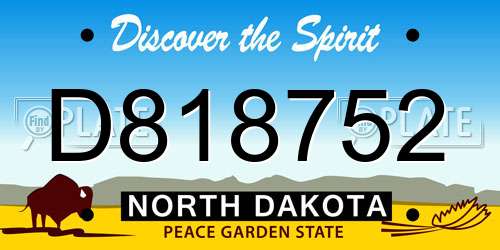 D818752 North Dakota License Plate