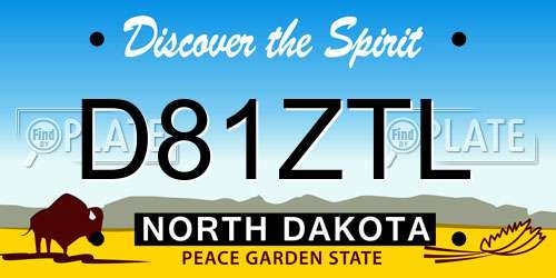 D81ZTL North Dakota License Plate