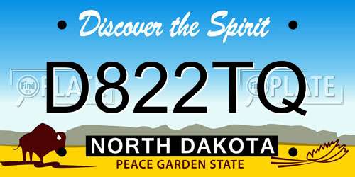 D822TQ North Dakota License Plate