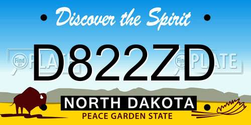 D822ZD North Dakota License Plate