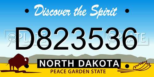 D823536 North Dakota License Plate