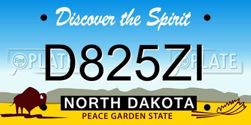 D825ZI North Dakota License Plate