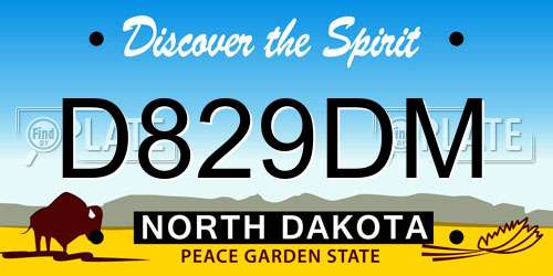 D829DM North Dakota License Plate