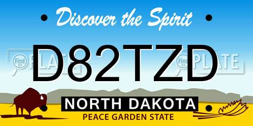D82TZD North Dakota License Plate