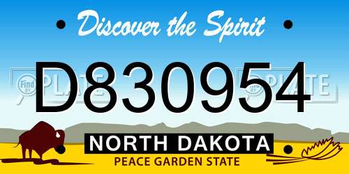 D830954 North Dakota License Plate