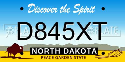 D845XT North Dakota License Plate