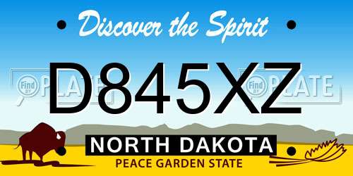 D845XZ North Dakota License Plate
