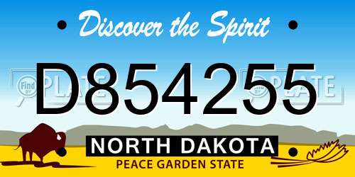 D854255 North Dakota License Plate