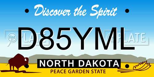 D85YML North Dakota License Plate