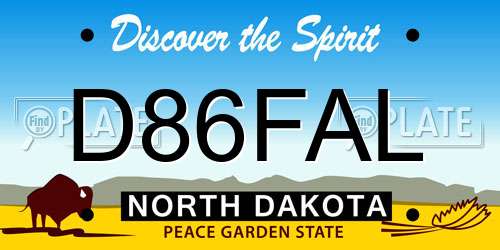 D86FAL North Dakota License Plate