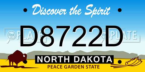 D8722D North Dakota License Plate