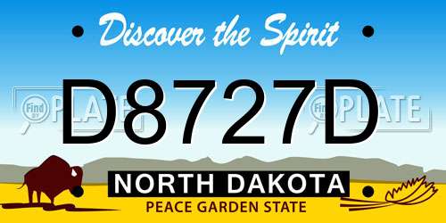 D8727D North Dakota License Plate