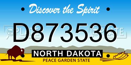 D873536 North Dakota License Plate