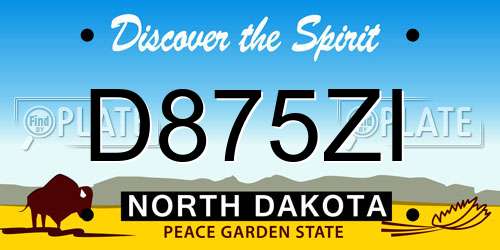 D875ZI North Dakota License Plate