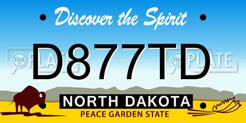 D877TD North Dakota License Plate