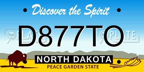 D877TO North Dakota License Plate