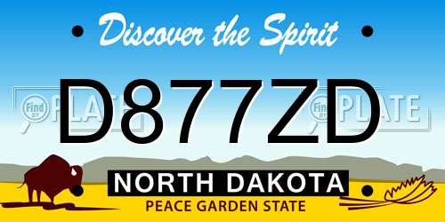 D877ZD North Dakota License Plate