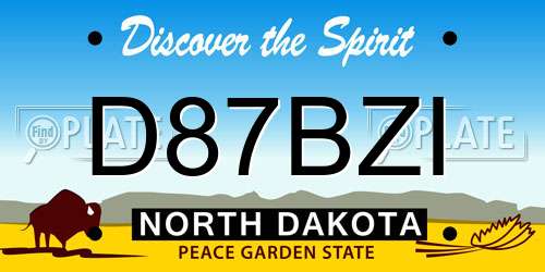 D87BZI North Dakota License Plate