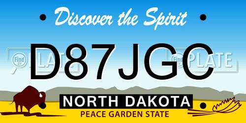 D87JGC North Dakota License Plate