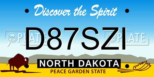 D87SZI North Dakota License Plate
