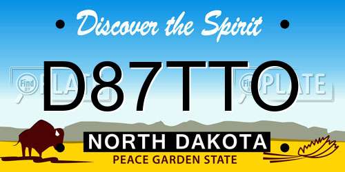D87TTO North Dakota License Plate