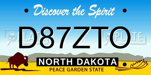 D87ZTO North Dakota License Plate