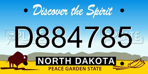 D884785 North Dakota License Plate