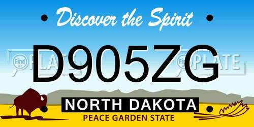 D905ZG North Dakota License Plate