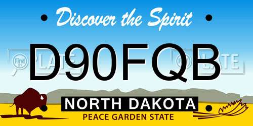 D90FQB North Dakota License Plate