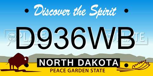 D936WB North Dakota License Plate