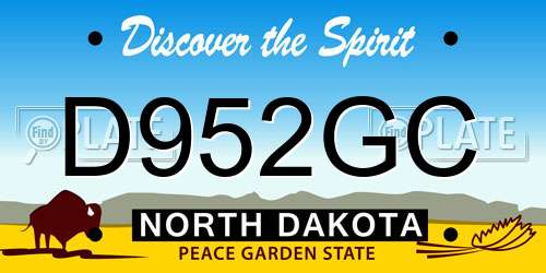 D952GC North Dakota License Plate