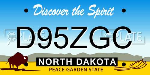 D95ZGC North Dakota License Plate