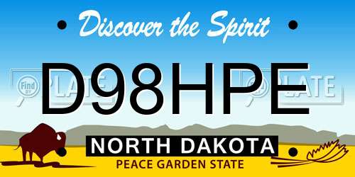 D98HPE North Dakota License Plate