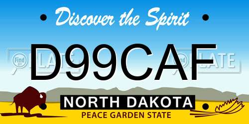 D99CAF North Dakota License Plate