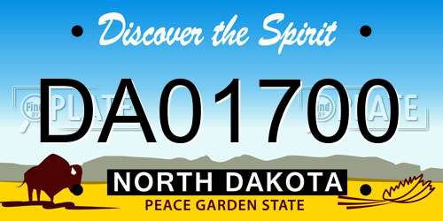 DA01700 North Dakota License Plate