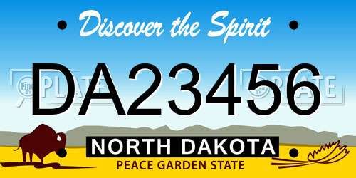 DA23456 North Dakota License Plate