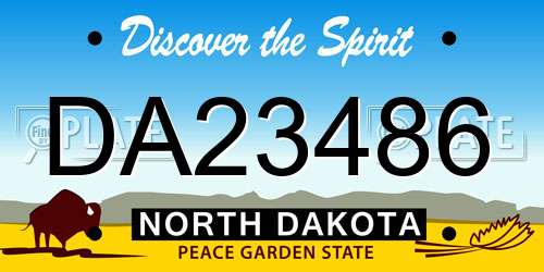 DA23486 North Dakota License Plate