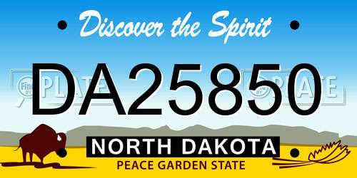 DA25850 North Dakota License Plate