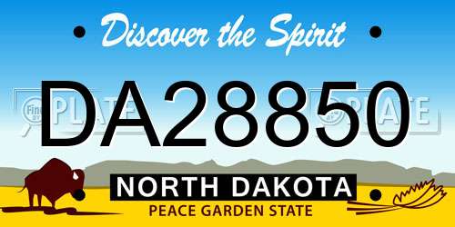 DA28850 North Dakota License Plate