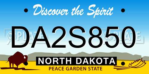 DA2S850 North Dakota License Plate