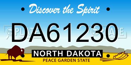 DA61230 North Dakota License Plate