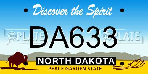 DA633 North Dakota License Plate