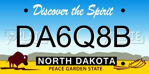 DA6Q8B North Dakota License Plate