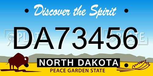 DA73456 North Dakota License Plate