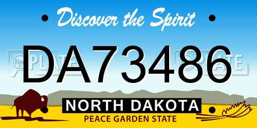 DA73486 North Dakota License Plate