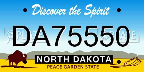 DA75550 North Dakota License Plate