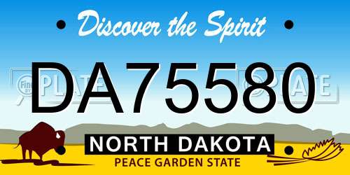 DA75580 North Dakota License Plate