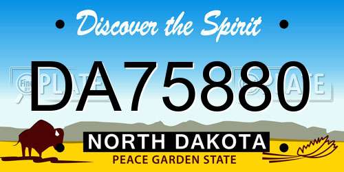 DA75880 North Dakota License Plate