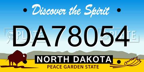 DA78054 North Dakota License Plate